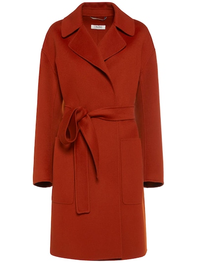 red wool belted coat