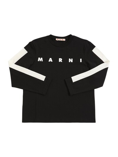 Color block cotton jersey t-shirt w/logo - Marni Junior - Boys