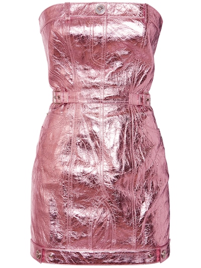 luisaviaroma.com | Short strapless laminated leather dress