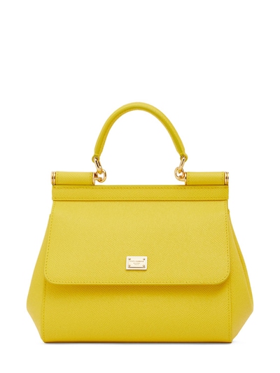Dolce & Gabbana Sicily Small Leather Tote Bag in Yellow