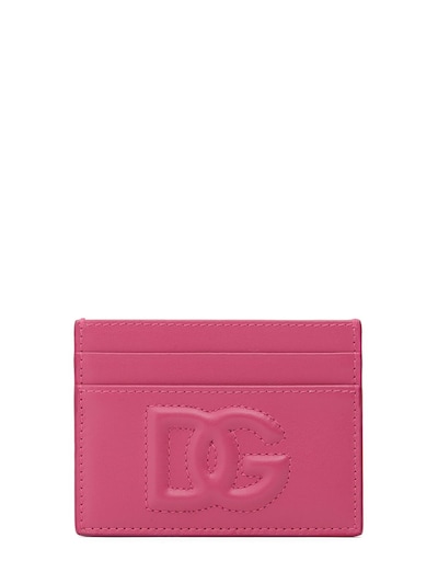 Embossed logo leather card holder - Dolce & Gabbana - Women