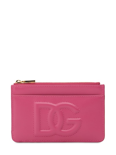 Dolce & Gabbana Leather Zip Card Holder in Red