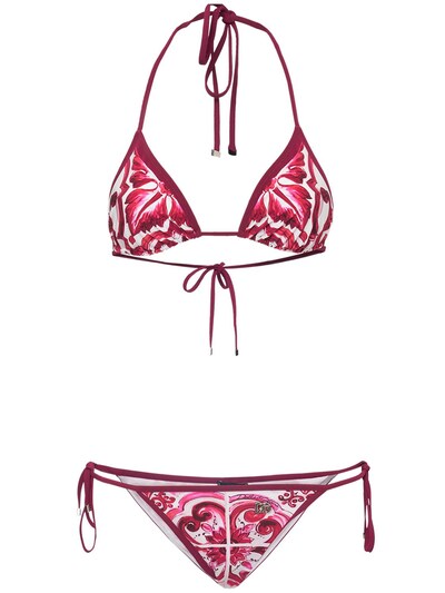 Maiolica print lycra triangle bikini set - Dolce & Gabbana - Women ...