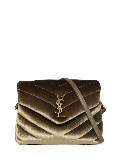 Saint Laurent Loulou Small Suede Shoulder Bag in Green