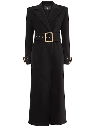 Wool And Cashmere Long Coat Balmain Women Luisaviaroma