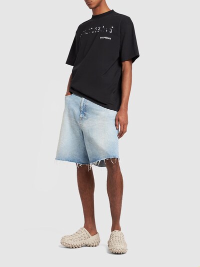 Skater cotton denim shorts - Balenciaga - Men | Luisaviaroma