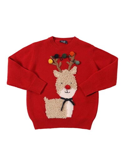 Embroidered Virgin Wool Sweater in Red - Il Gufo