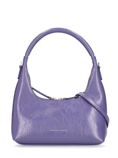 Marge Sherwood Mini Hobo Crinkled Leather Shoulder Bag In Purple