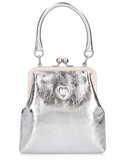 Marge Sherwood Bolita Frame Crinkled Leather Bag Silver