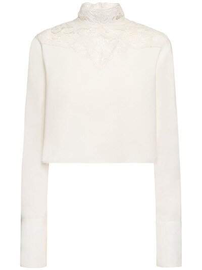 Cotton poplin blouse w/ lace inserts - Philosophy Di Lorenzo