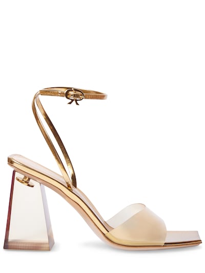 Gianvito Rossi: 85mm Cosmic plexi sandals - Gold - women_0 | Luisa Via Roma