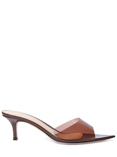 Gianvito Rossi: 55mm Elle plexi sandal mules - Brown - women_0 | Luisa Via Roma