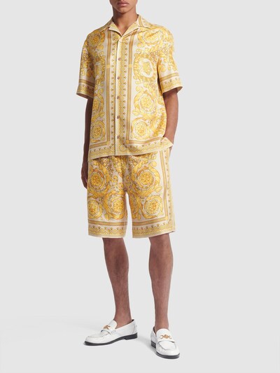 Barocco printed silk short sleeve shirt - Versace - Men | Luisaviaroma