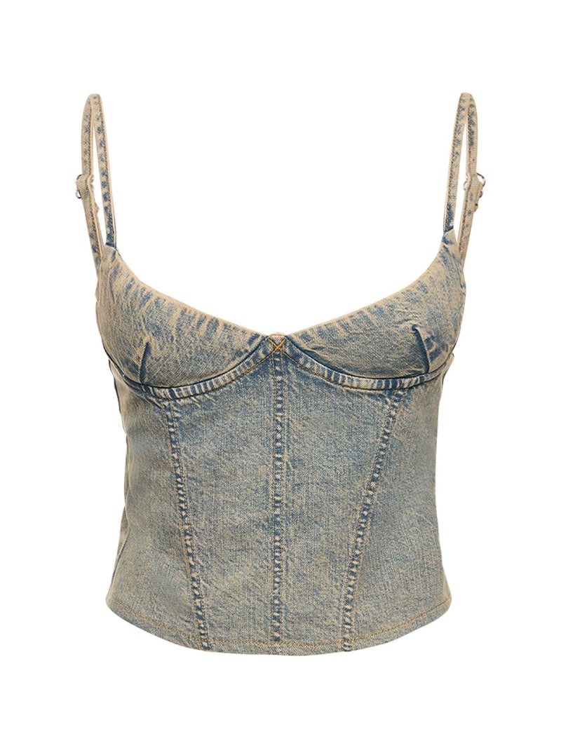 Kiko cotton denim corset top - Miaou - Women | Luisaviaroma