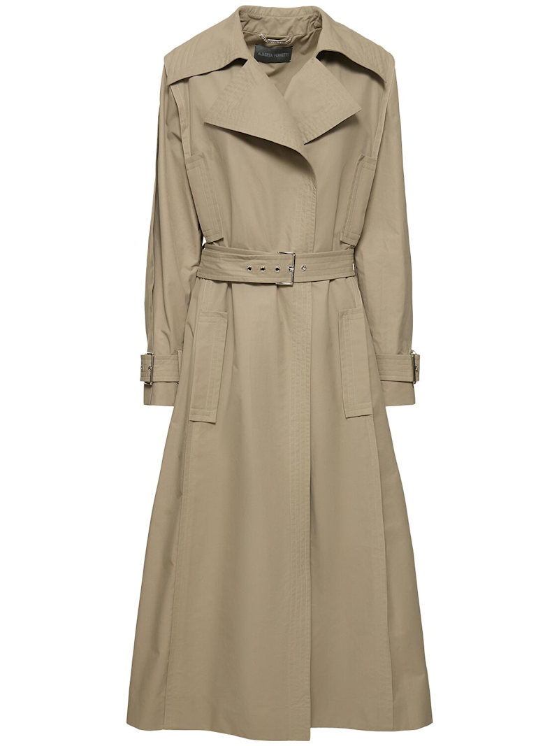 Belted cotton blend gabardine trench Alberta Ferretti Women