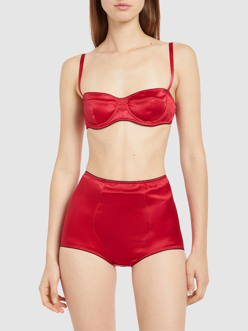 Dolce & Gabbana Black Satin High-Waist Brief Logo Women Underwear main image 1