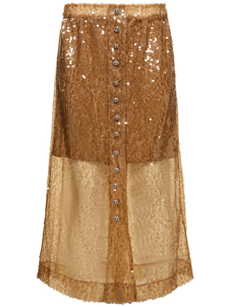 Women's Sequined Skirt,Mauve main image 1
