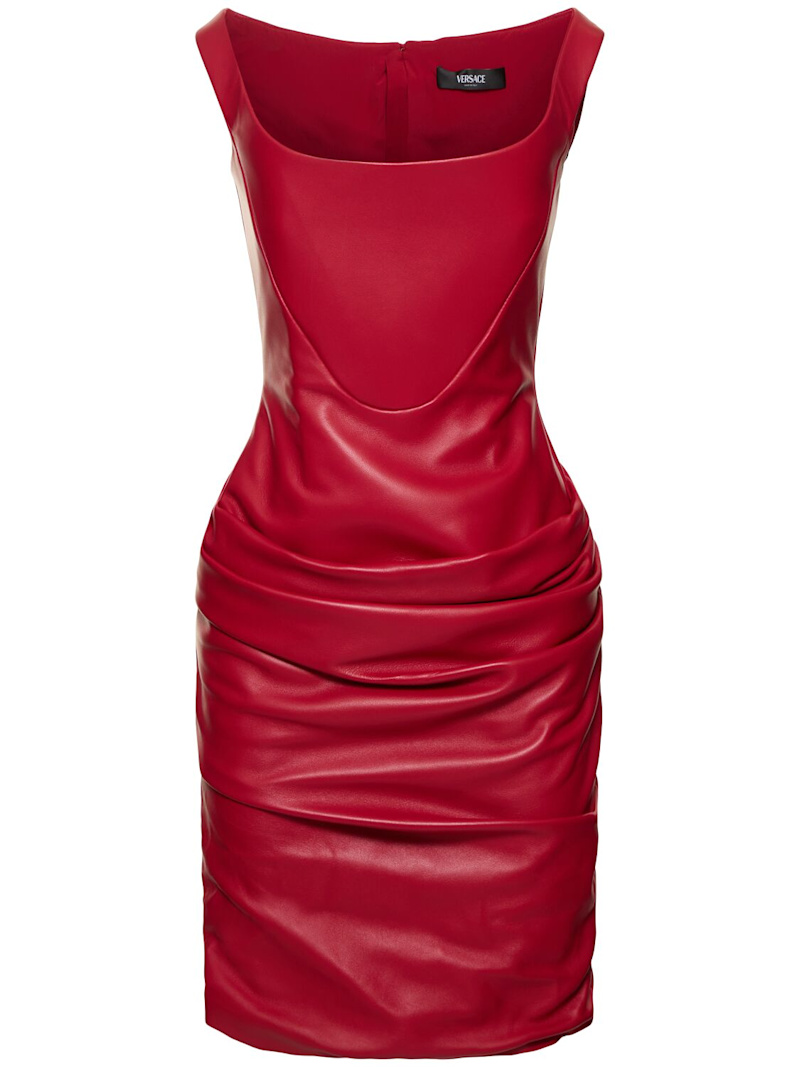 versace red leather dress Leather Mini Dress - Versace - Women