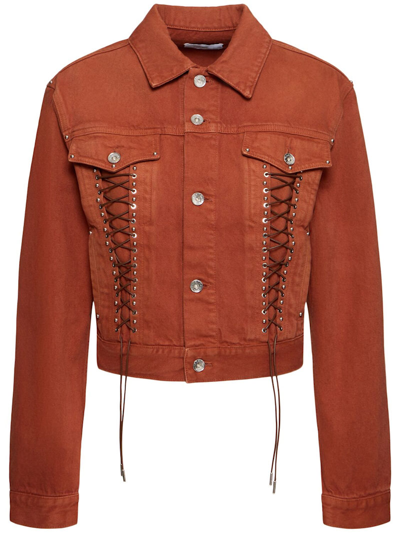 Cotton denim jacket w laces Rabanne Women Luisaviaroma