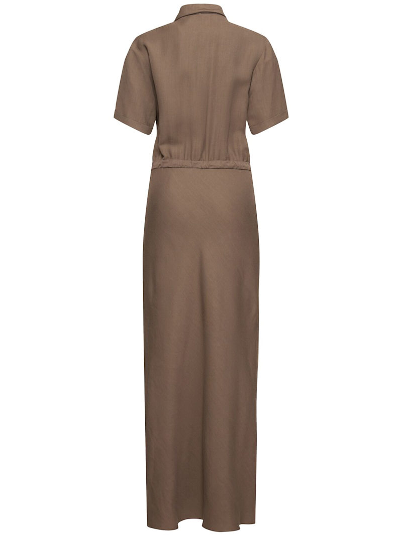 Fluid Linen Blend Twill Midi Shirt Dress - Brunello Cucinelli - Women |  Luisaviaroma