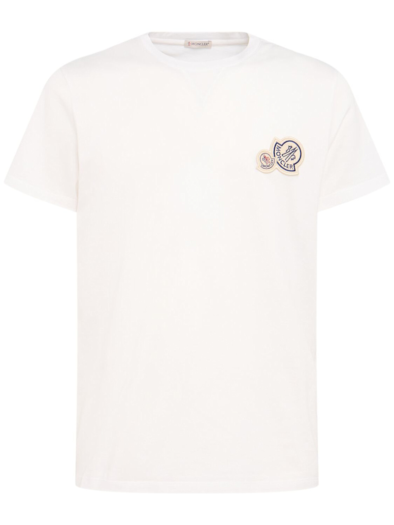Double logo patch cotton t-shirt