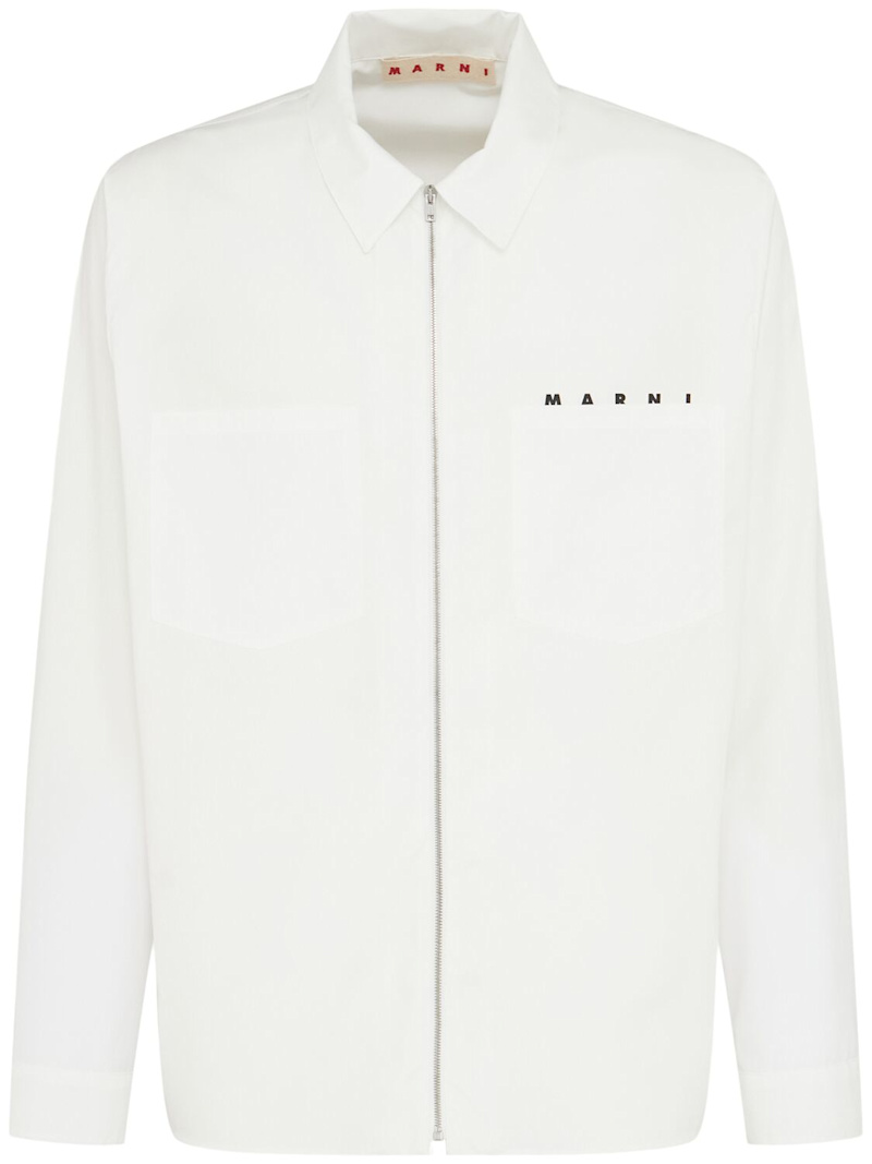 Marni logo boxy版型棉质衬衫