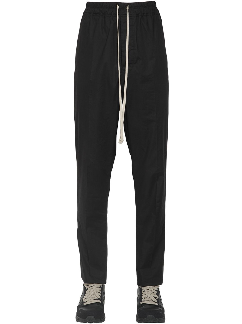 Drawstring slim long cotton poplin pants - Rick Owens - Men | Luisaviaroma