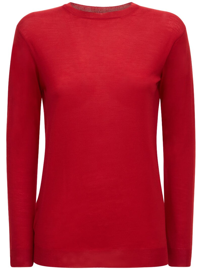 Prada - Brushed virgin wool knit sweater - Red | Luisaviaroma