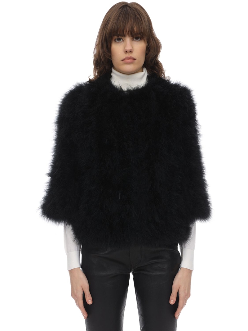 Yves Salomon Feather jacket w/cropped sleeves Luisaviaroma