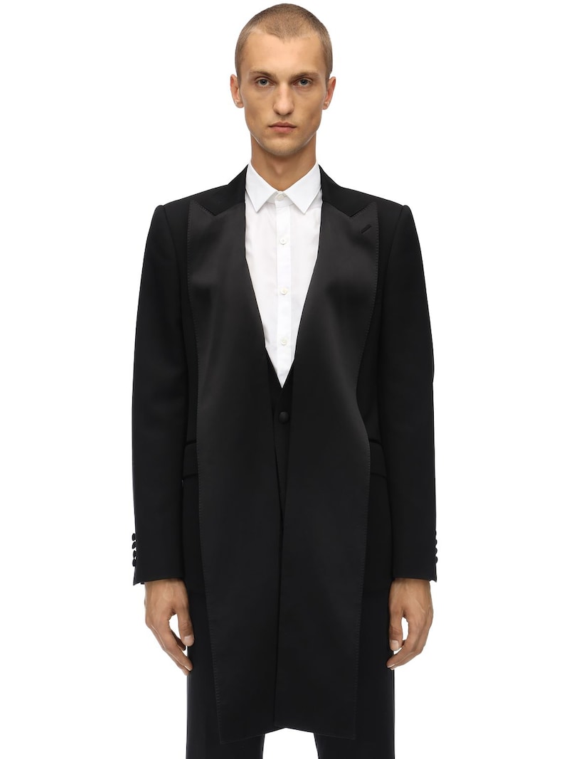 Alexander McQueen - Wool tuxedo jacket w/ satin details - Black ...