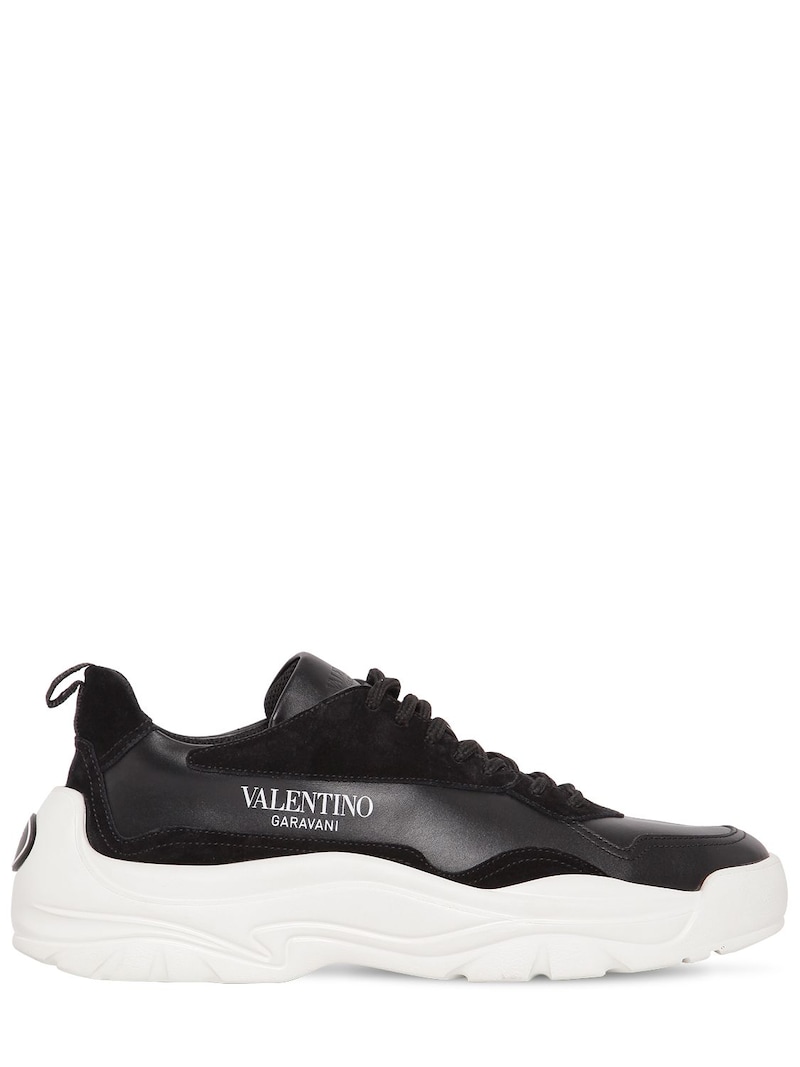 Valentino Garavani - Gum boy leather & suede low top sneakers - Black ...