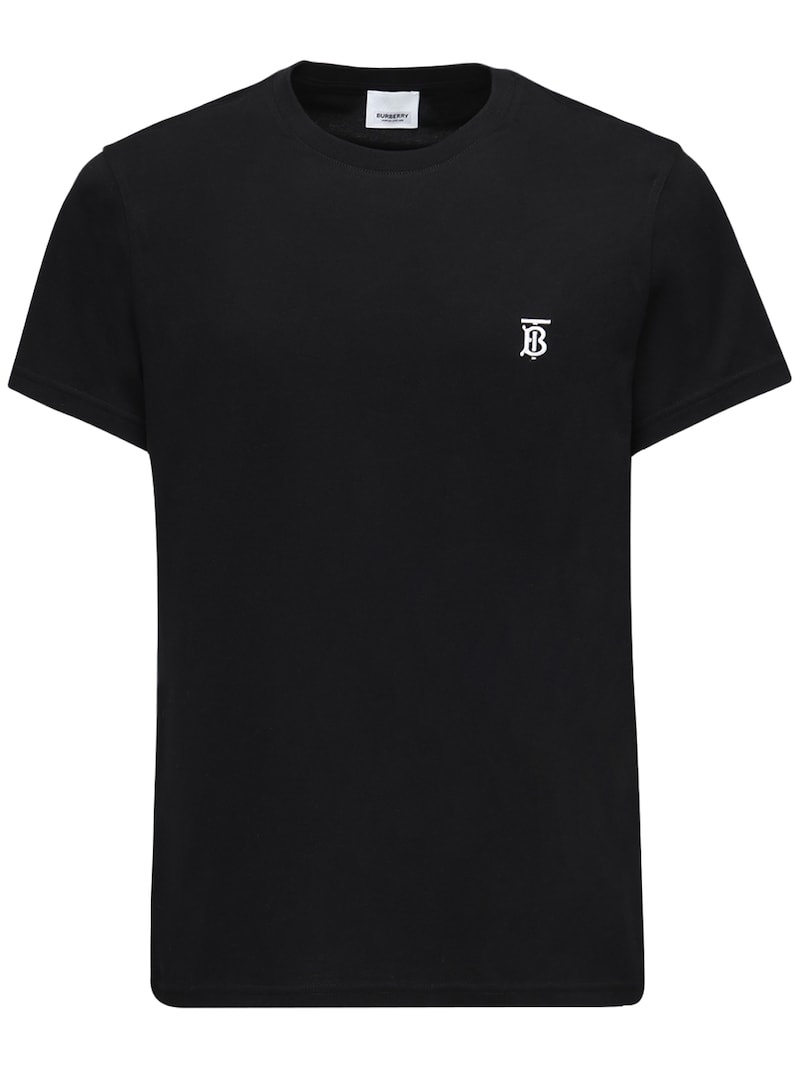 Burberry - Tb logo embroidery cotton jersey t-shirt - Black | Luisaviaroma