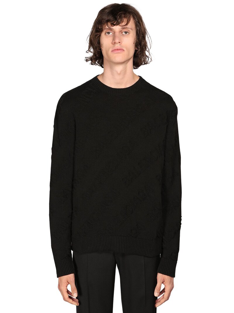 Balenciaga - Jacquard logo crewneck sweater - | Luisaviaroma