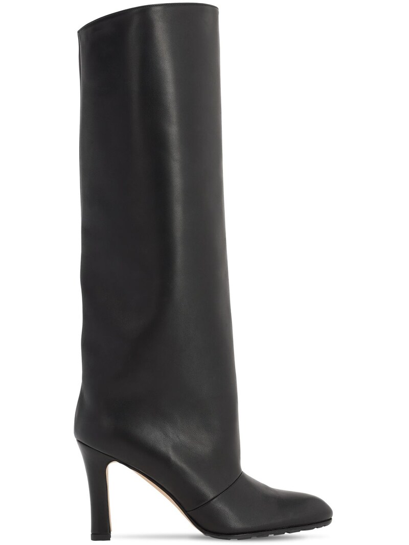 Manolo Blahnik - 90mm khomobi leather tall boots - Black | Luisaviaroma