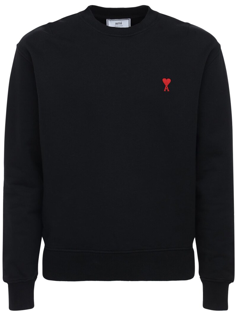 AMI Paris - Logo organic cotton jersey sweatshirt - Black | Luisaviaroma