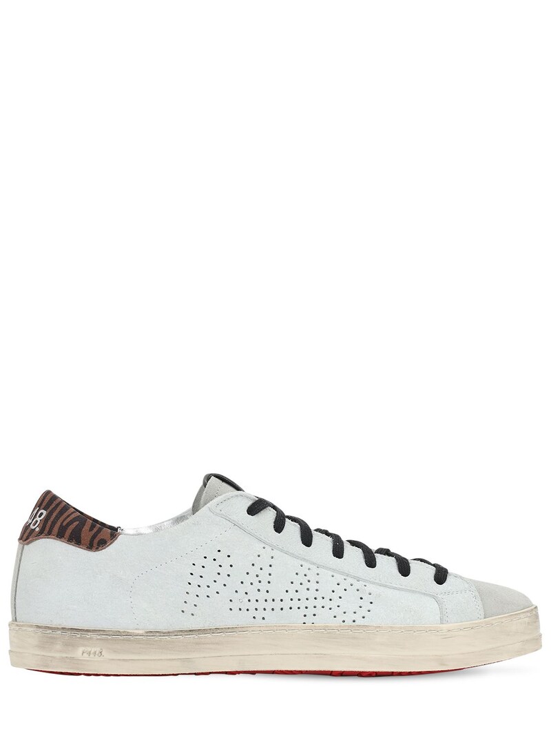 P448 - John leather & suede low top sneakers - White | Luisaviaroma