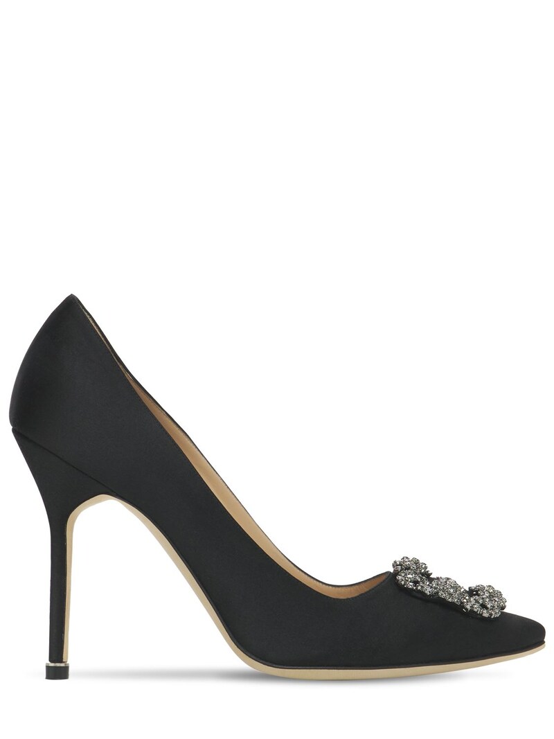 Manolo Blahnik - 105mm hangisi satin pumps - Black | Luisaviaroma