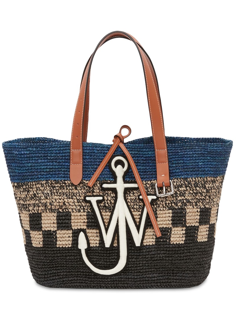 Embroidered Straw Tote Bag