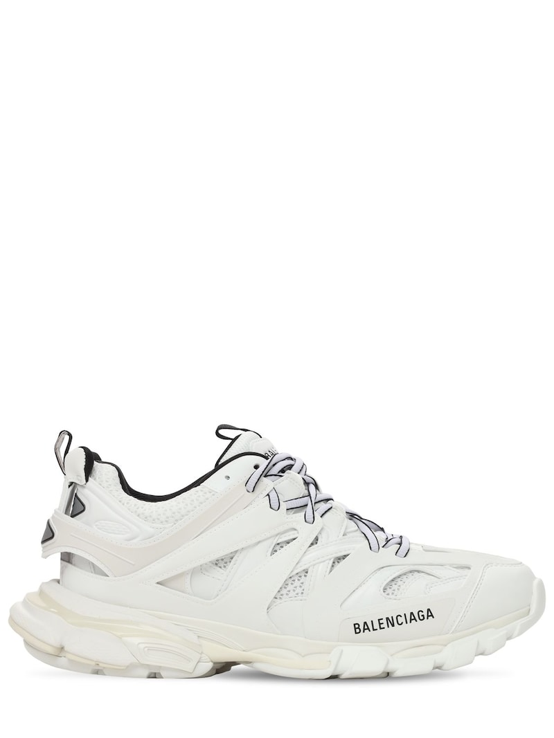 Balenciaga - 50mm track faux leather & mesh sneakers - White | Luisaviaroma