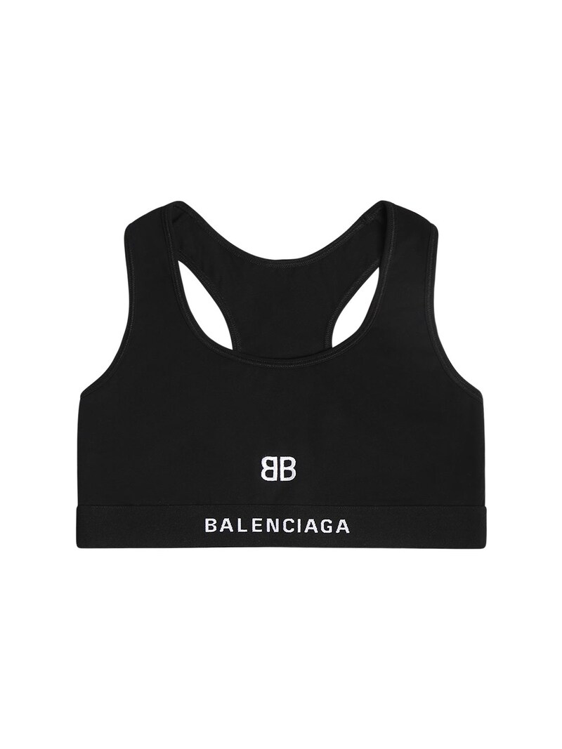Balenciaga - Cotton jersey sports bra - Black | Luisaviaroma