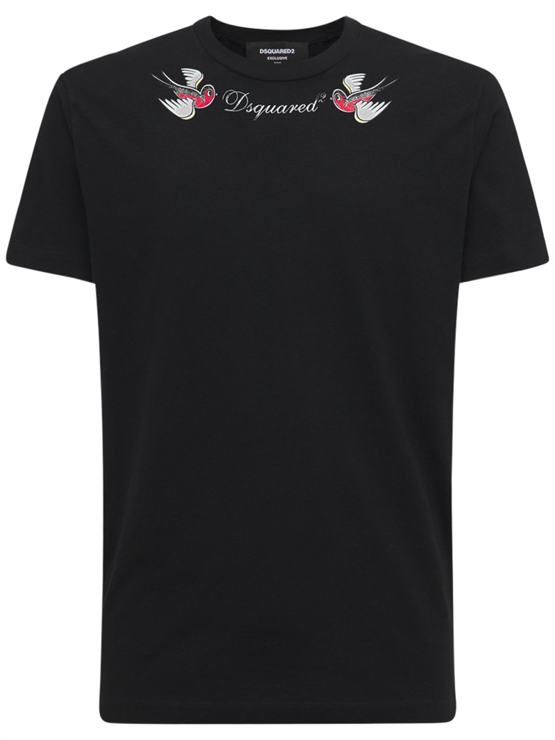 Dsquared2 Lvr Exclusive Cotton Jersey T shirt Black Luisaviaroma