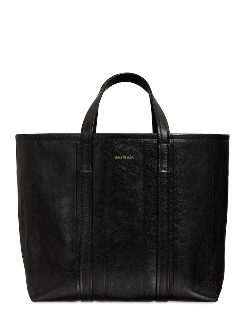 Balenciaga - Medium barbes leather tote bag - Black | Luisaviaroma