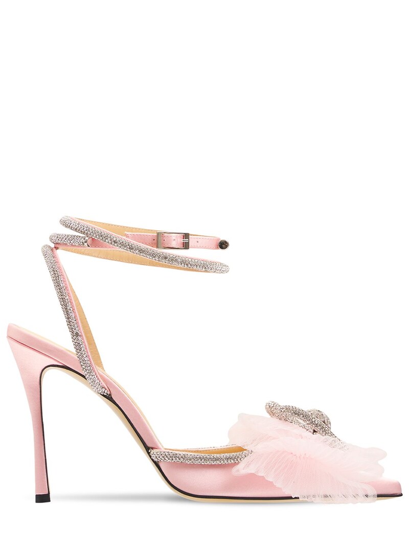 mach & mach double bow embellished satin pumps
