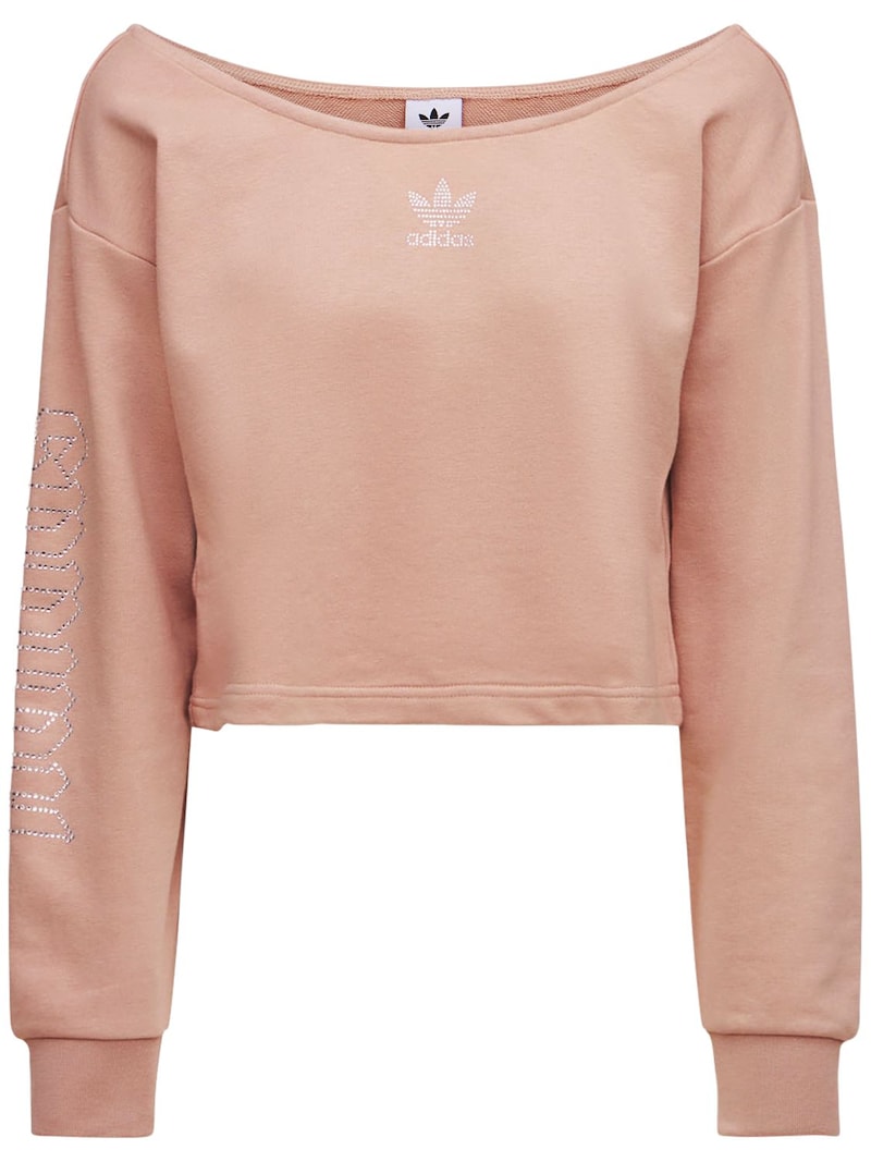 Adidas Originals Cropped Slouchy Crew Sweatshirt Beige Luisaviaroma