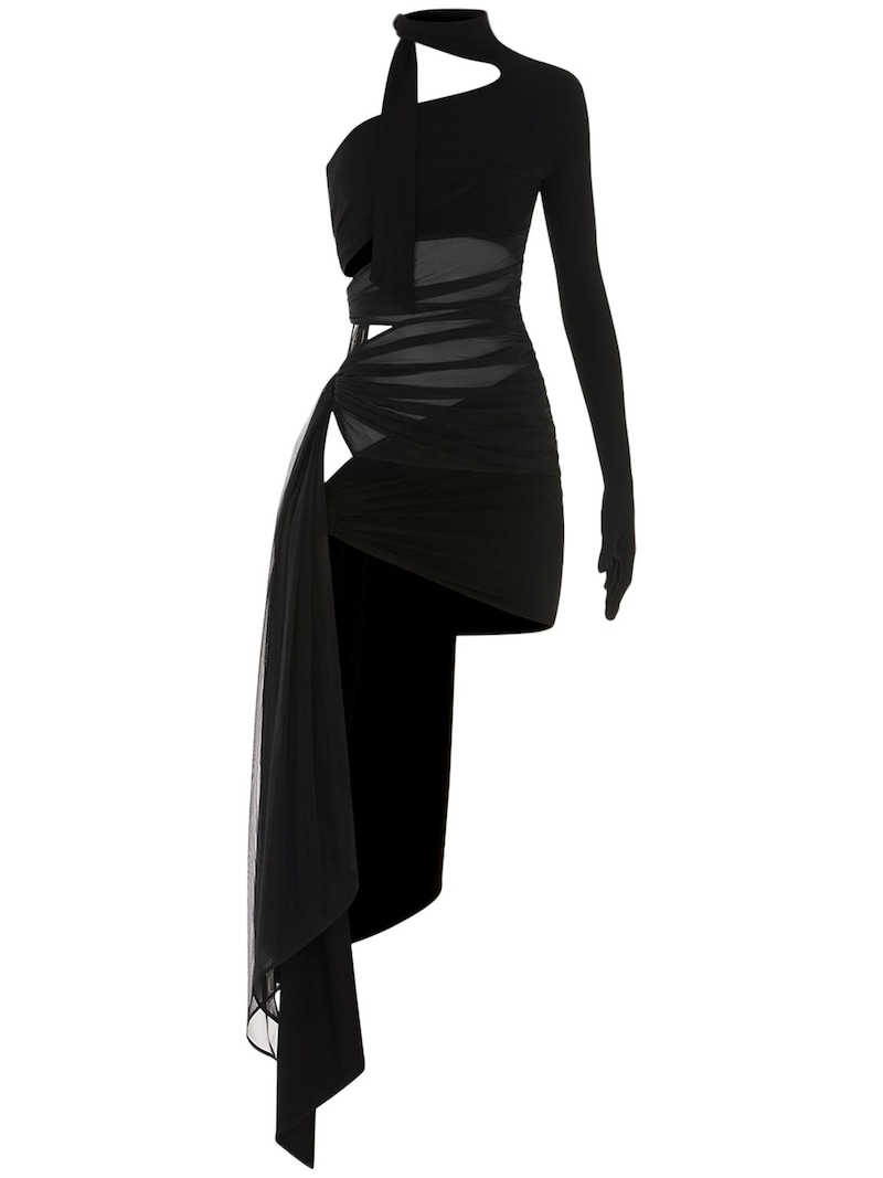 Mugler - Wrap around jersey knot dress - Black | Luisaviaroma