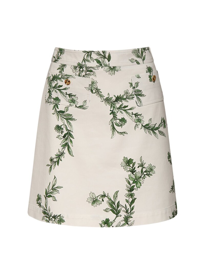 Giambattista Valli - Garden cotton gabardine mini skirt - White/Green ...