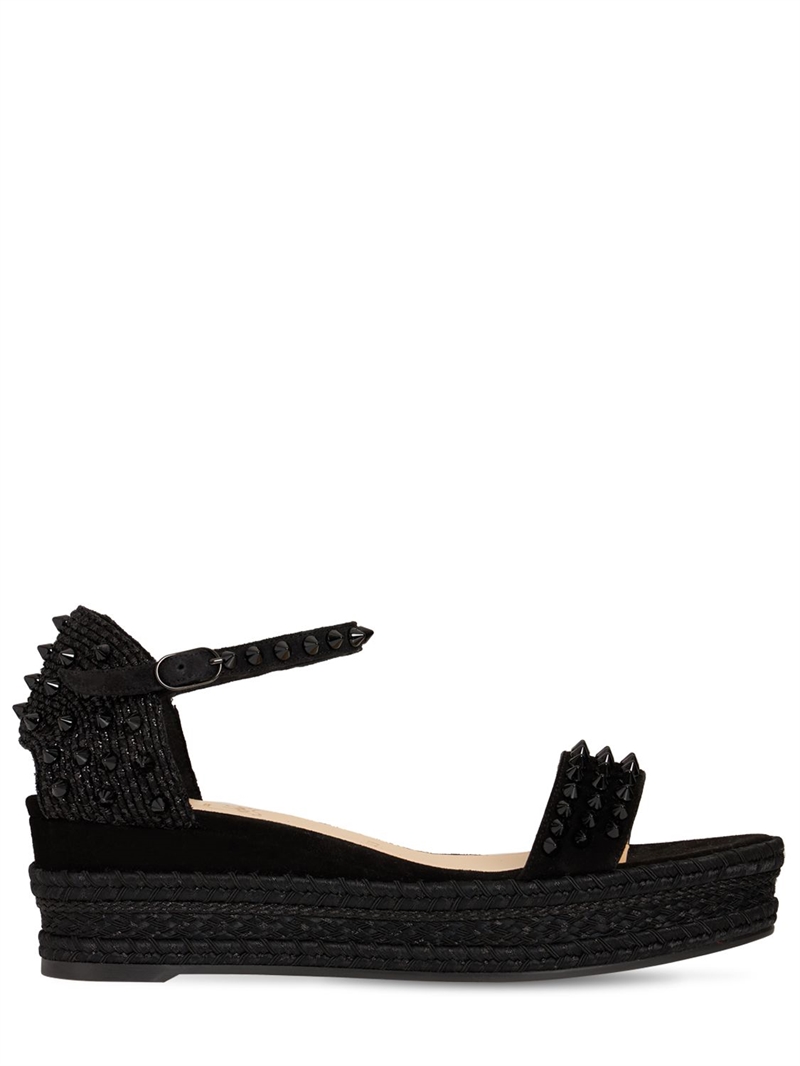 Christian Louboutin - 60mm madmonica suede & jute wedges - Black | Luisaviaroma