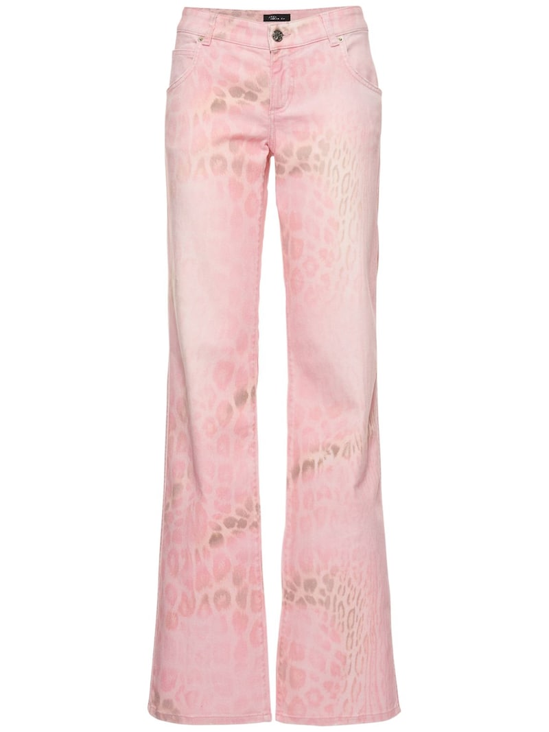 Blumarine - Printed denim low rise straight jeans - Flamingo Pink ...