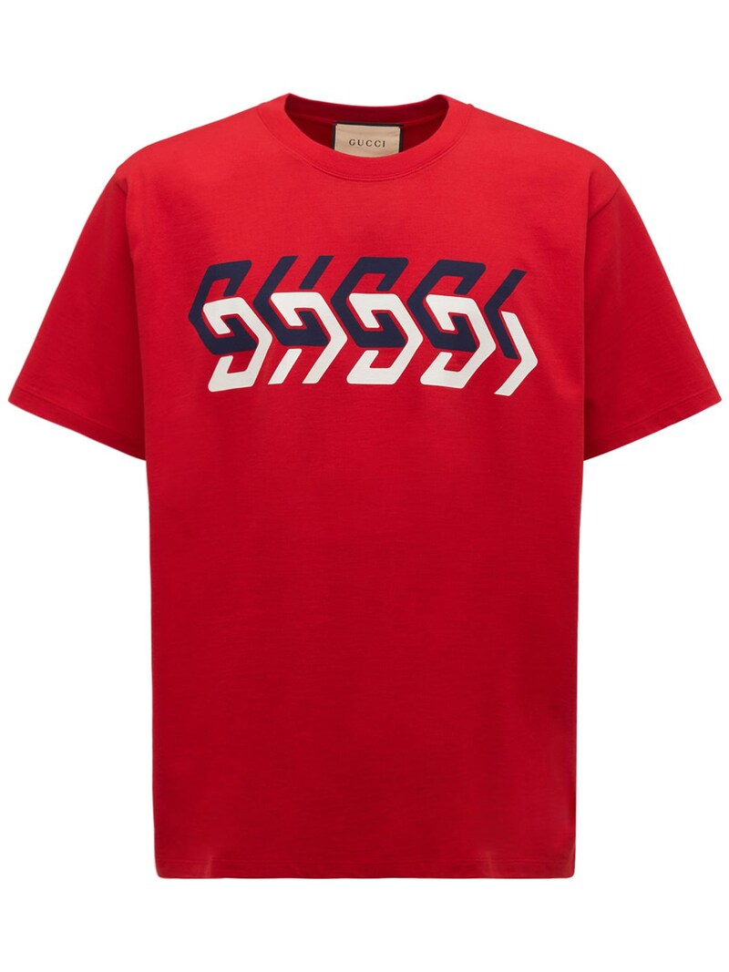 Gucci - Mirror print oversize cotton t-shirt - Live Red | Luisaviaroma