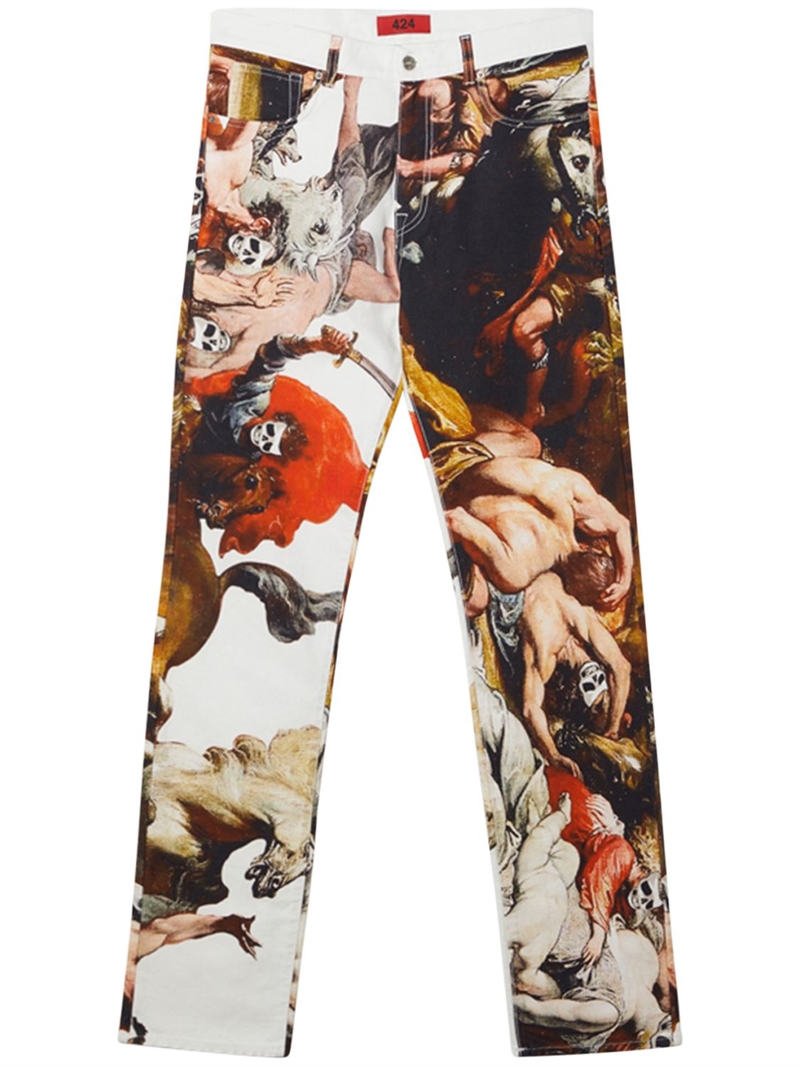 Behold of a pale horse print denim jeans 424 Men Luisaviaroma